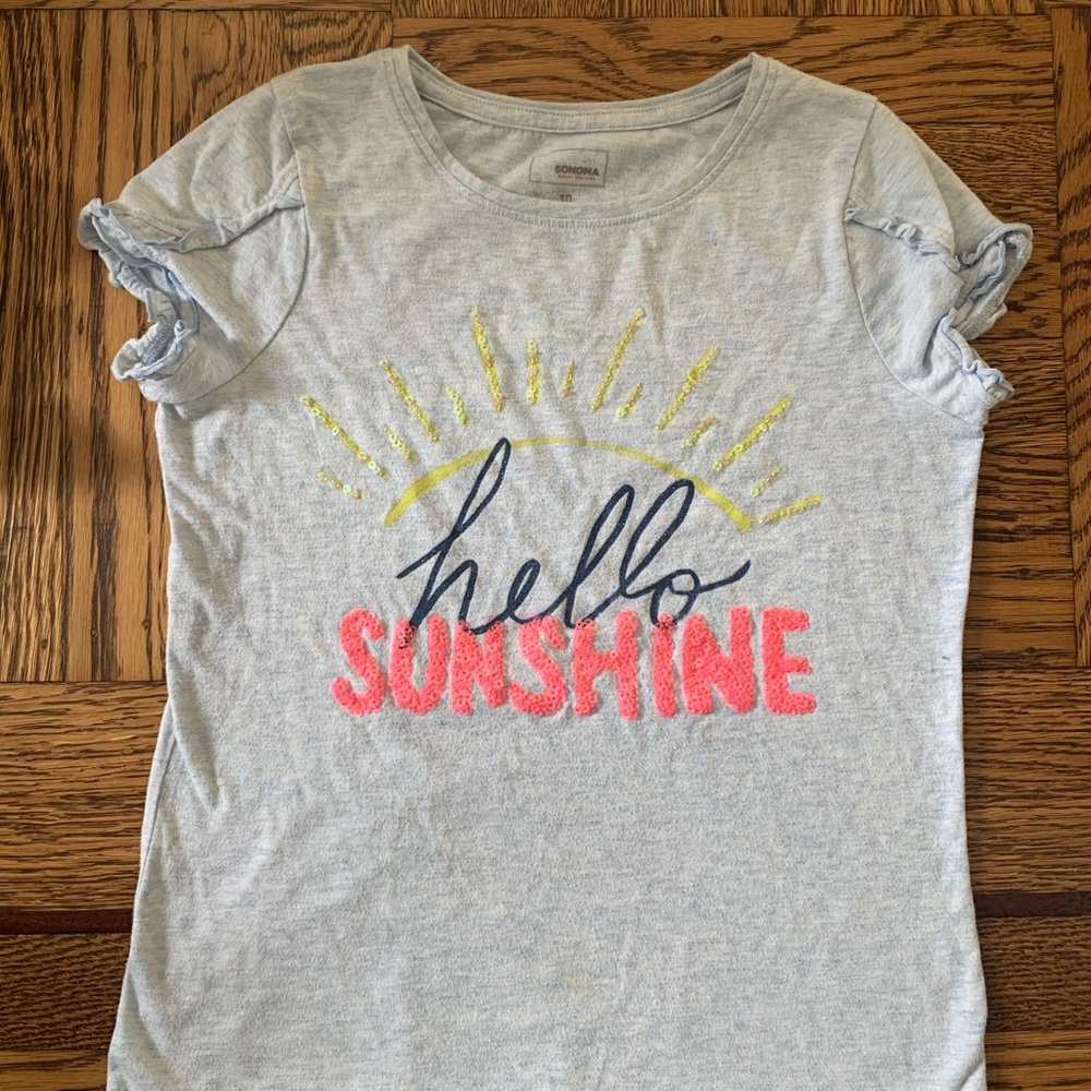 Light blue heather “Hello Sunshine” T-shirt